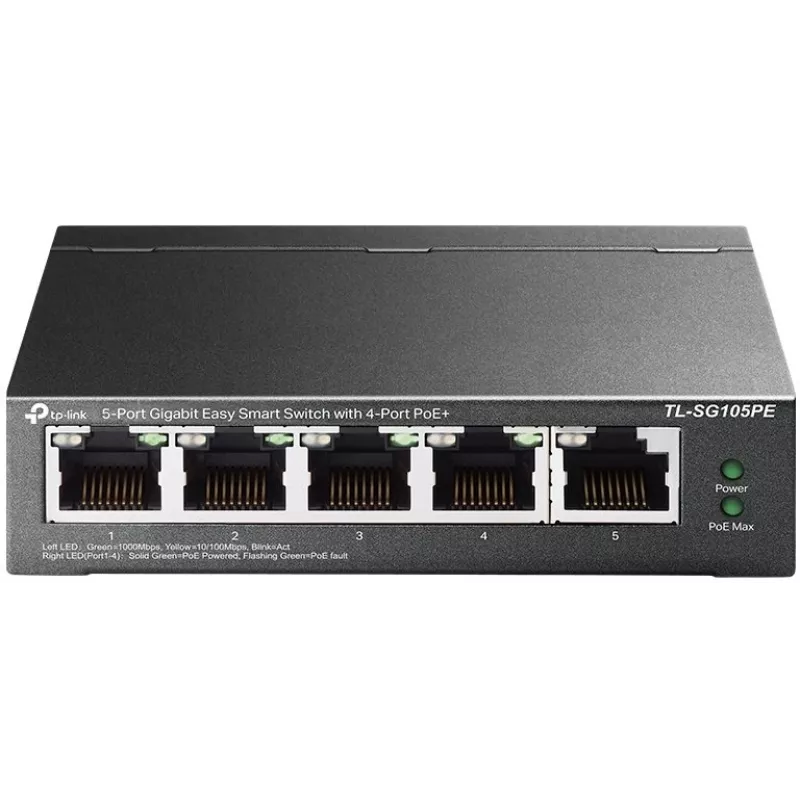 TP-Link TL-SG105PE Easy Smart Gigabit Switch with 4-Port PoE+