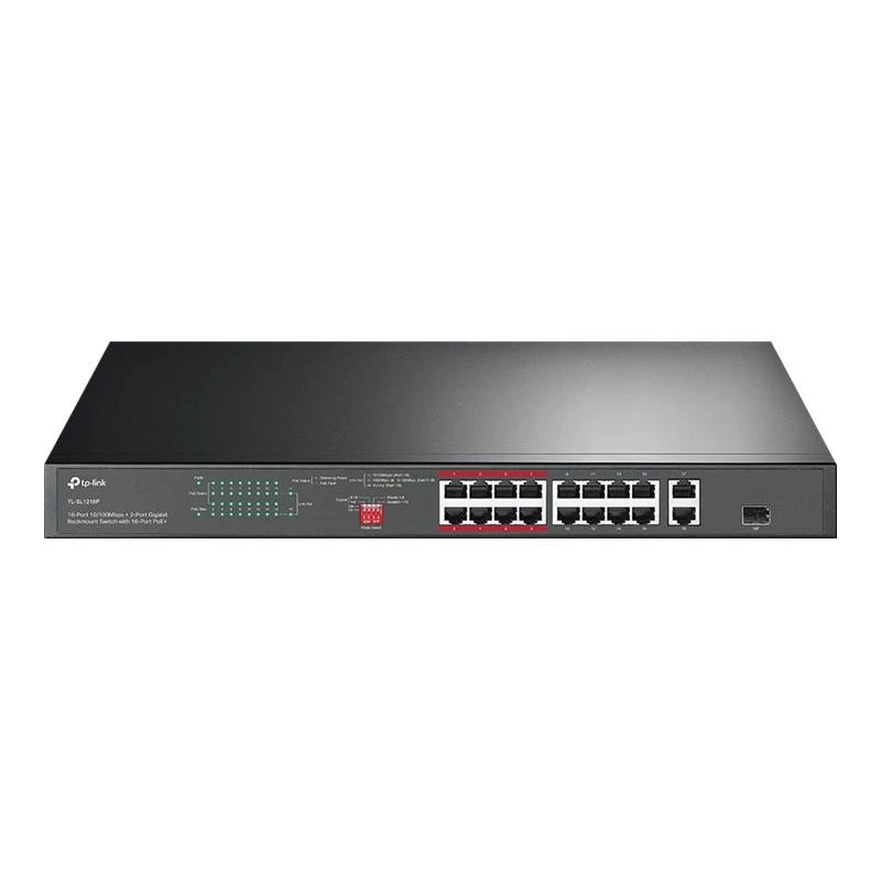 TP-Link TL-SL1218P 18-Port Fast Ethernet PoE+ Switch with 2 Gigabit and 1 SFP
