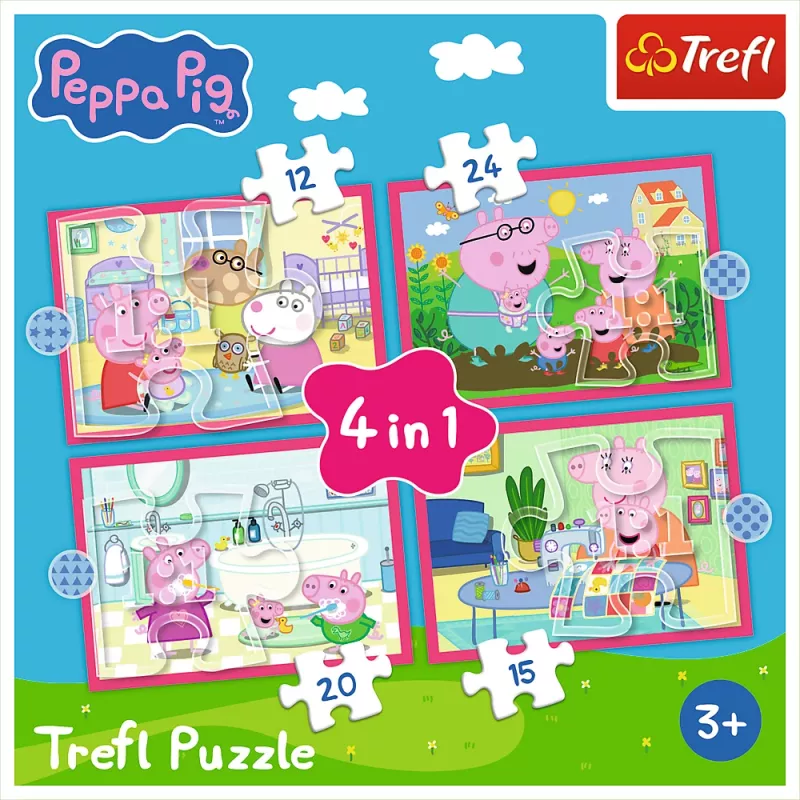 TREFL PUZZLE 4-in-1 Puzzle (12, 15, 20, 24) – Peppa Loves Adventures – Trefl 34672