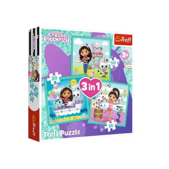 TREFL PUZZLE Gabby's Dollhouse 3in1 Puzzle, Gabby Activities Trefl 34871