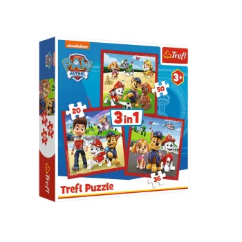 TREFL PUZZLE Puzzle 3 in 1 Happy Dogs Paw Patrol Trefl 34867
