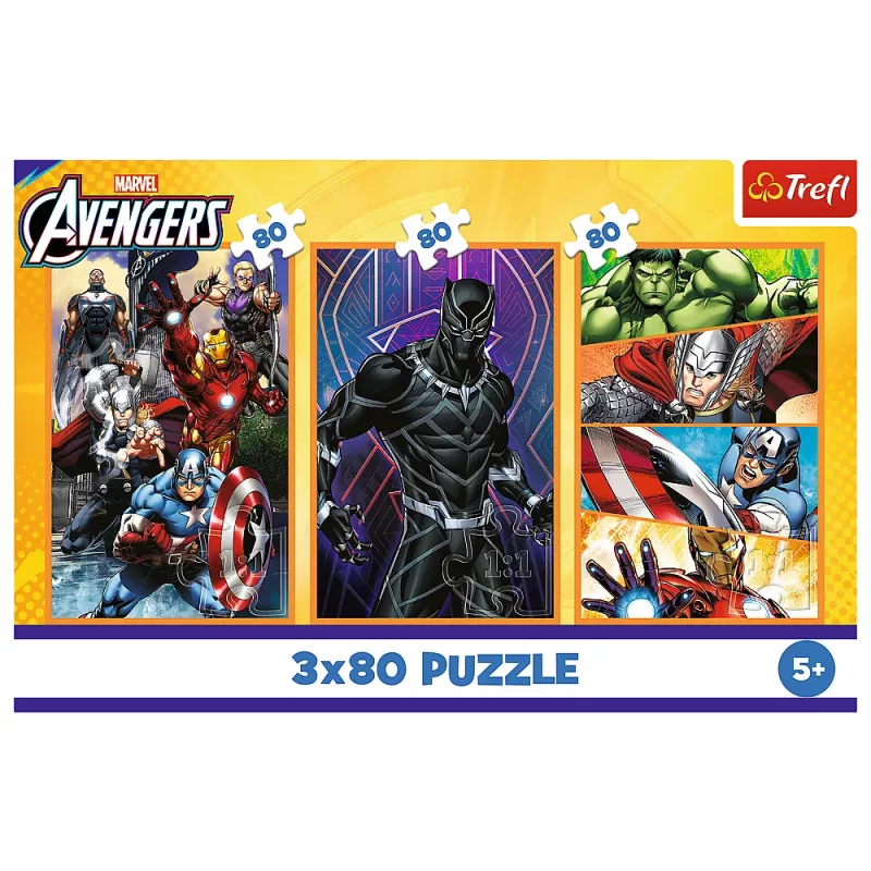 TREFL PUZZLE Puzzle - 3x80 - Days full of action - Disney Marvel The Avengers Trefl 34883