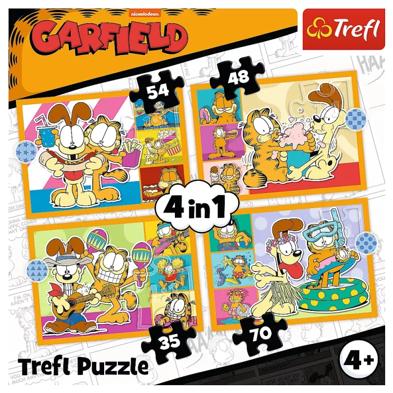 TREFL PUZZLE Puzzle 4-in-1 – Garfield Loves Lasagna – Trefl 34673