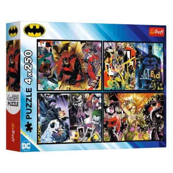 TREFL PUZZLE Puzzle - 4x250 Pieces – Batman in Action - Trefl 13310