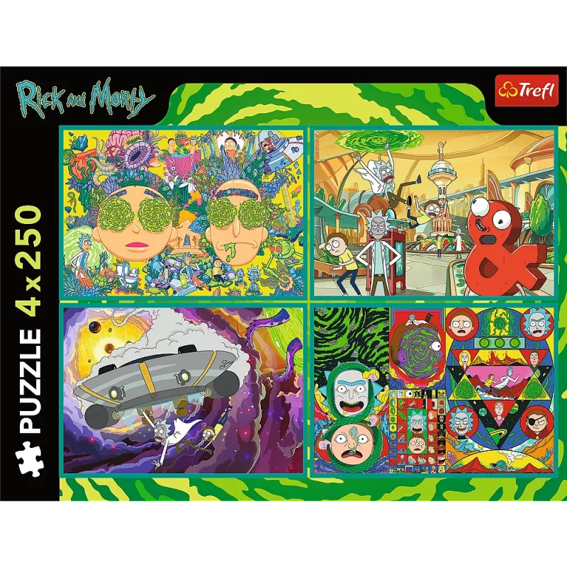 TREFL PUZZLE Puzzle - 4x250 - The Crazy World of Rick and Morty - Warner Rick and Morty Trefl 13338