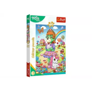 TREFL PUZZLE Puzzle with Glitter Treflik Family 100 pcs. Glitter Trefliki Trefl 14833