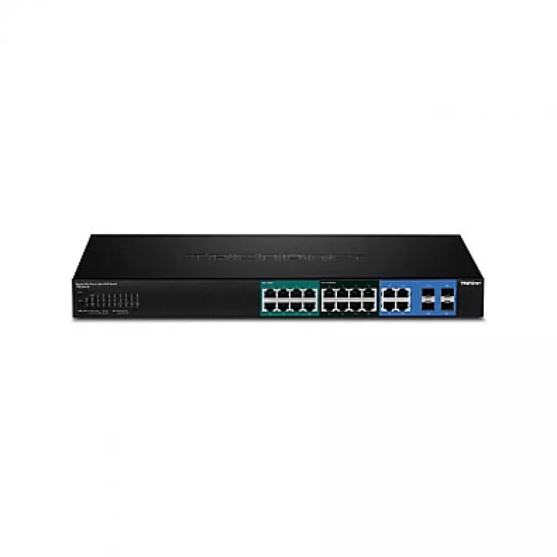 TRENDnet TPE-204US 20-Port Gigabit Web Smart UPoE Switch, 370W PoE Budget, 8 UPoE Ports, 19 inch Rackmount
