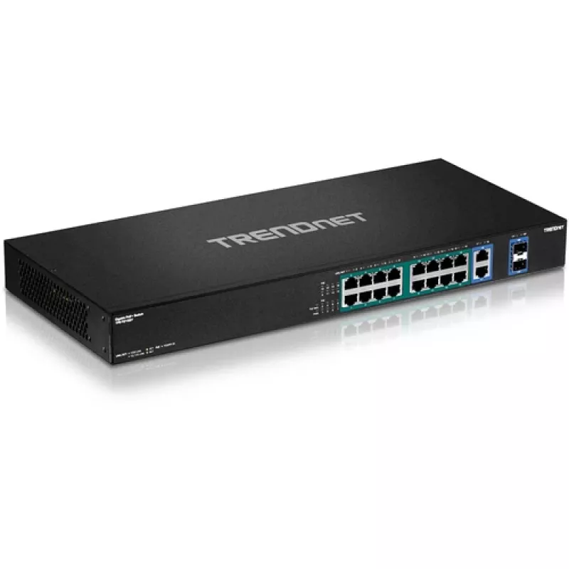 TRENDnet TPE-TG182F 18-Port Gigabit High Power PoE+ Switch, 16 PoE+ Ports, 240W Budget, 2 Uplinks, Rackmount