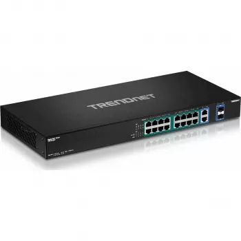 TRENDnet TPE-TG182F 18-Port Gigabit High Power PoE+ Switch, 16 PoE+ Ports, 240W Budget, 2 Uplinks, Rackmount