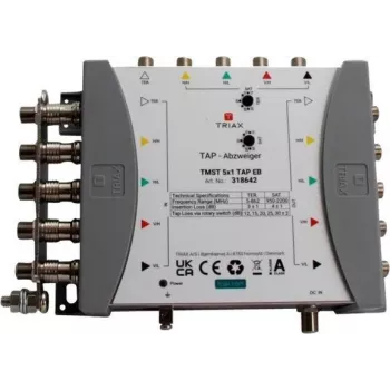 TRIAX TMST 5x1 TAP Multiswitch with 4dB Tap Loss, 5 Satellite Inputs, Terrestrial Input, 4 Subscriber Outputs 318642
