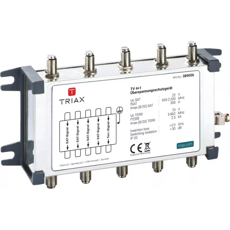 Triax TV 4+1 Surge Protector for Coaxial Lines and Ground 389056