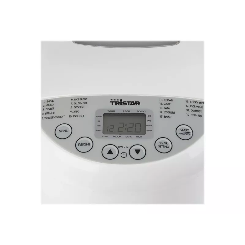 Tristar BM-4586 Bread Maker 550W, 19 Programs, 750g-900g, LCD, Non-stick Pan, Black