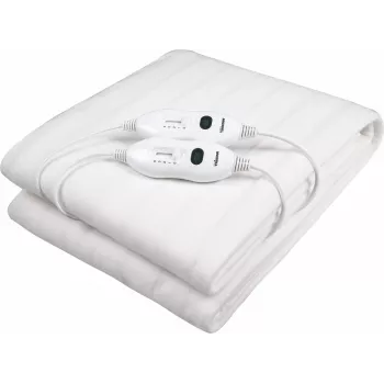 Tristar BW-4752 Electric Underblanket Double 160 x 140 cm White Polyester 120 W 3 Heat Settings 2 Detachable Controllers Machine Washable Overheat Protection Auto Shut-off