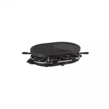 Tristar RA-2996 Raclette Grill for 8 Persons, 1200 W, Non-Stick Reversible Plate, 8 Pans, Black/Silver