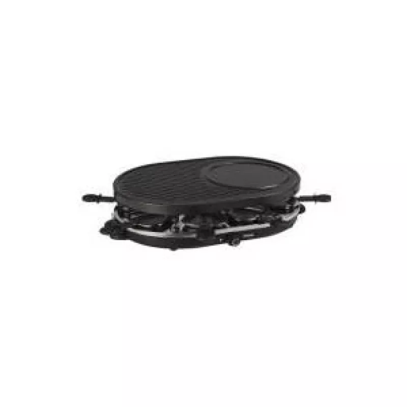 Tristar RA-2996 Raclette Grill for 8 Persons, 1200 W, Non-Stick Reversible Plate, 8 Pans, Black/Silver