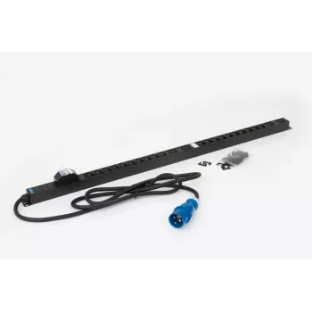 TRITON RAB-PD-X53-A1 Vertical Rack PDU, 24-Outlet 400V 32A 3-Phase Power Distribution Unit, 20x C13 + 4x C19, CEE 32A Plug, 22kW, 0U, Black