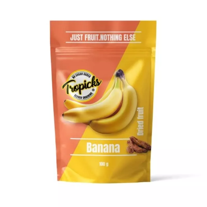 Tropicks Dried Banana 100 g – Crispy Sweet Banana Chips with Coconut Oil & Honey