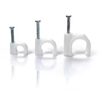 TRYTYT FLOP-O6 Round Cable Clip with Nail, White, 6 mm, 100 pcs