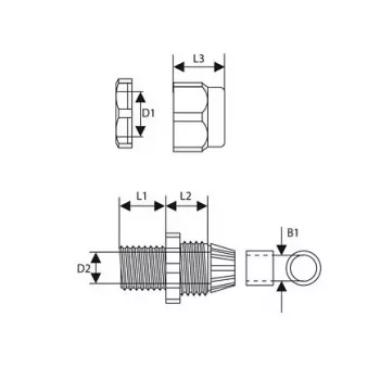 TRYTYT PG-16 Light Grey Cable Gland with Strain Relief IP68 (1 pc)