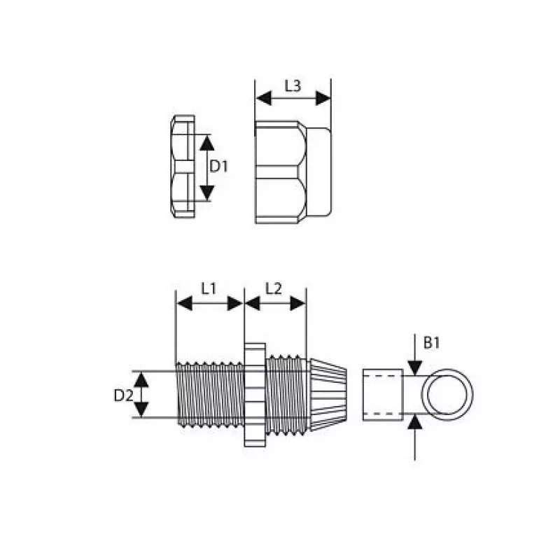 TRYTYT PG-7 Light Grey Cable Gland with Strain Relief, IP68, Polyamide, 3-6.5mm