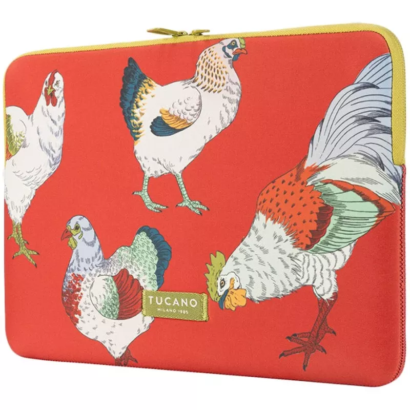 TUCANO SCHIZZO Sleeve for MacBook Air 15 inch / Laptops 13-14 inch, Fauna Galline Orange