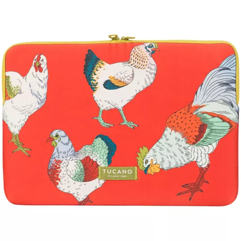 TUCANO SCHIZZO Sleeve for MacBook Air 15 inch / Laptops 13-14 inch, Fauna Galline Orange