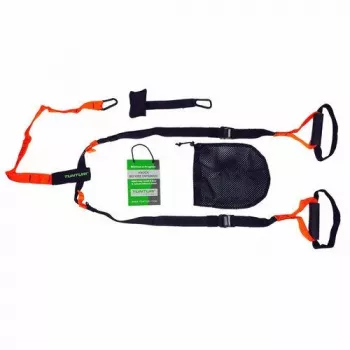 Tunturi 14TUSFU154 Suspension / Sling Trainer – Adjustable Bodyweight Straps with Door Anchor, Black/Yellow