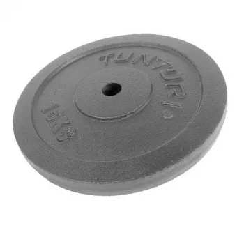 Tunturi 15kg Cast Iron Weight Plate, Black