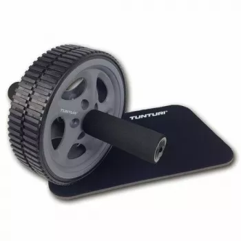 Tunturi Exercise Wheel Deluxe 14TUSFU270 – Ab Roller with Knee Mat, Ergonomic Handles, 180 mm Wheel, Black/Red