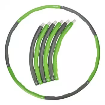 Tunturi Hula Hoop Foldable Exercise Hoop - 100 cm, 1.2 kg, Grey/Green
