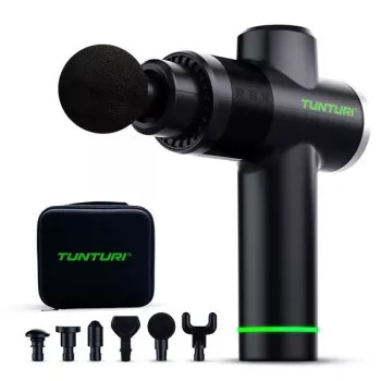Tunturi MG40 Massage Gun – 20-Speed Percussion Massager with 6 Heads & 11h Battery