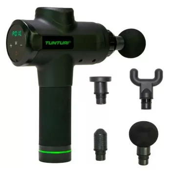 Tunturi MG50 Massage Gun with 20 Speed Levels, 6 Attachments, LCD Touch Screen, Brushless Motor, Carry Case