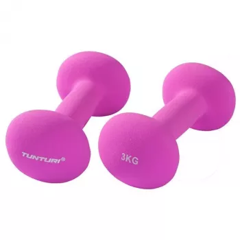 Tunturi Neoprene Dumbbells 3 kg (Pair) Violet – Hexagonal Anti-Roll Design