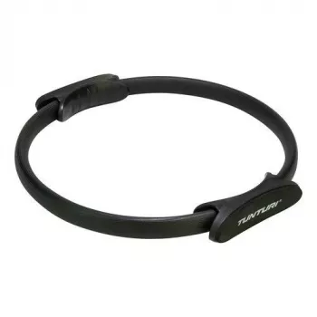 Tunturi Pilates Ring Black - Flexible Fiberglass Fitness Circle with EVA Foam Handles for Core, Thighs, Arms, Chest, Glutes - 38 cm Diameter, Medium Resistance, Lightweight and Portable for Pilates, Yoga, Strength Training