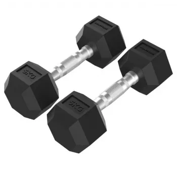 Tunturi Platinum Hex Rubber Dumbbell, 5kg, Pair