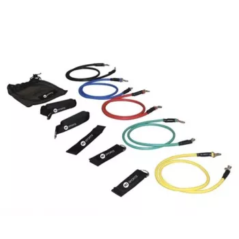 TUNTURI RS Sports Tubing Set Medium - 5 Resistance Tubes with Handles, Ankle Straps, Door Anchor & Carry Bag