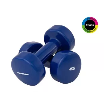 Tunturi Vinyl Dumbbell Set 2 x 4 kg, Blue, Pair with Contoured Grip