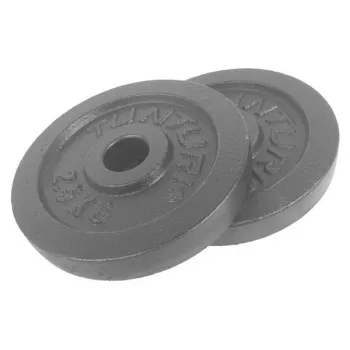 Tunturi Weight Plates 2.5 kg (Pair) – Black Cast Iron Discs with 30 mm Bore