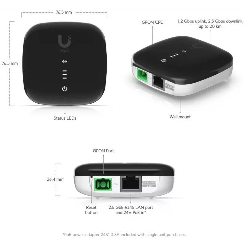 UBIQUITI WAVE-FIBER-ONU-20 GPON ONT 2.5 Gbps Up to 20 km, 20-Pack