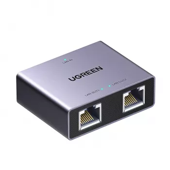 UGREEN 1-to-2 Gigabit Ethernet Splitter, 1000Mbps LAN Network Adapter, RJ45 Male to 2 Female, Passive, Black