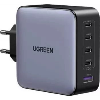 UGREEN 100W GaN Tech 5-in-1 Fast Wall Charger, 4x USB-C & 1x USB-A, Black (35536)