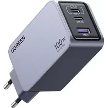 UGREEN 100W GaN Tech Nexode Pro Fast Wall Charger, 1x USB-A & 2x USB-C, Space Grey (15203)
