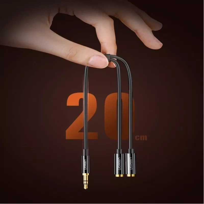 UGREEN 3.5mm Headphone Splitter Cable AUX Y-Splitter 25cm Black (20816)
