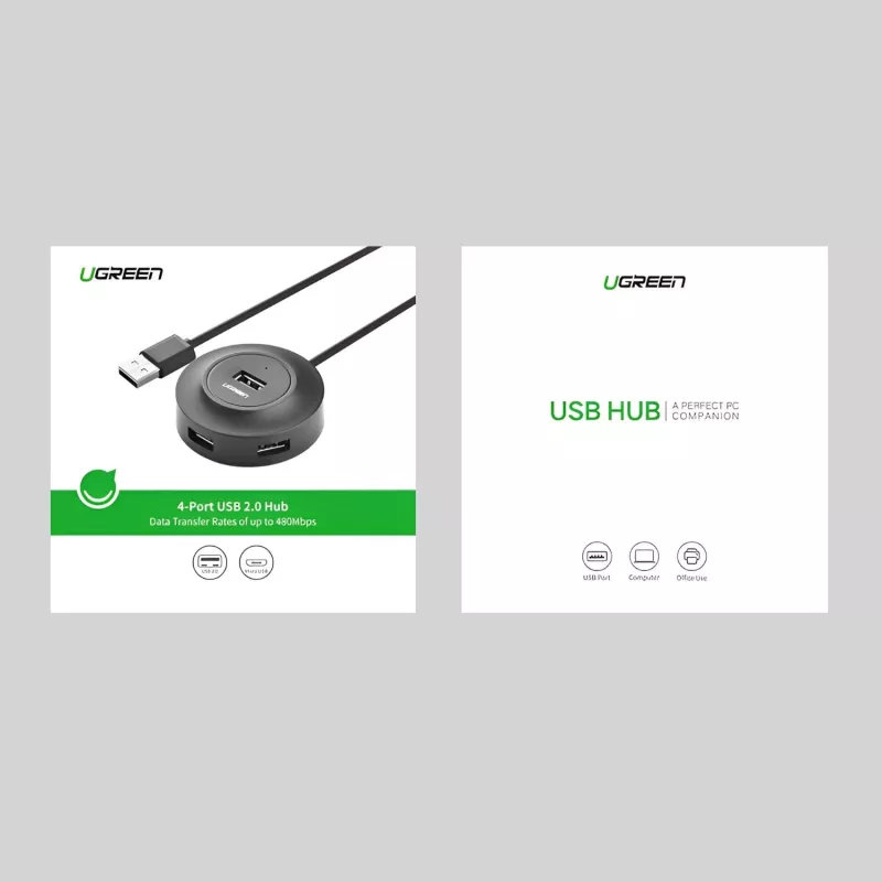 UGREEN 4-in-1 USB 2.0 Hub (20777) - Black