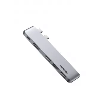 UGREEN 60559 USB-C Docking Station 9-in-1 Hub with 4K HDMI, 3x USB 3.0, Gigabit Ethernet, SD/MicroSD, 100W PD, Silver