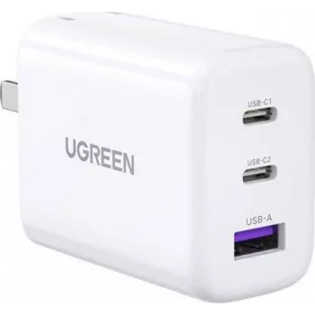 UGREEN 65W USB-C Fast Charger with USB-A Port - 3-Port Wall Charger, PD3.0/QC4.0+, Non-GaN, Black (90496)