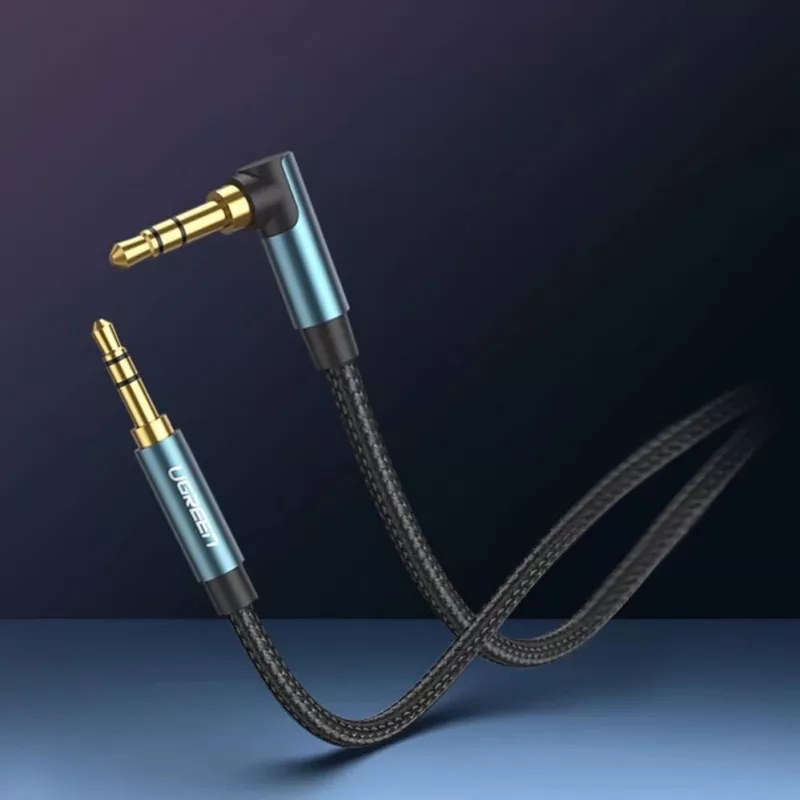 UGREEN Angled AUX Cable 2 x Mini Jack 3.5 mm 1.5m Blue (AV112)