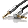 UGREEN AV119 Right-Angled 3.5mm Flat Aux Cable 2m - Black/Silver