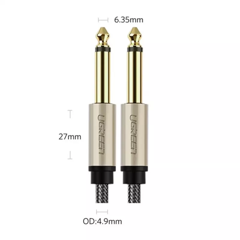 UGREEN AV128 10639 Mono TS Cable 6.35mm Jack to 6.35mm Jack 3m - Gray