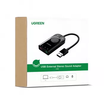 UGREEN CM129 USB-A to 3.5mm External Stereo Sound Adapter - Black